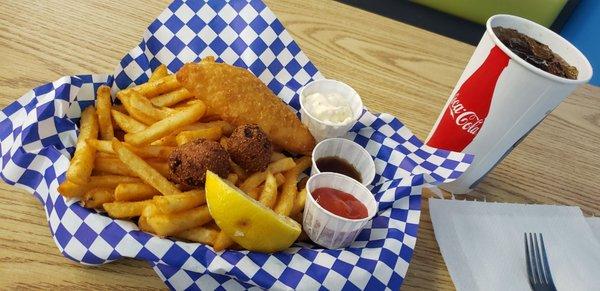 Fish and fries, Barq's rootbeer