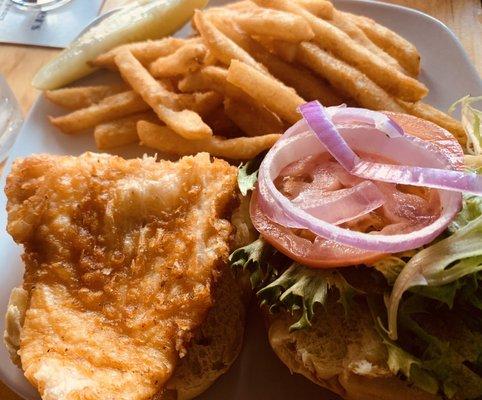 Fish sandwich, average.  Fries are excellent.