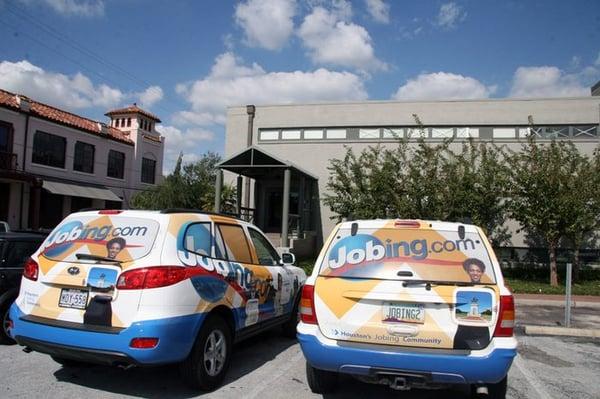 Houston Office with Jobing Wrapped Vehicles