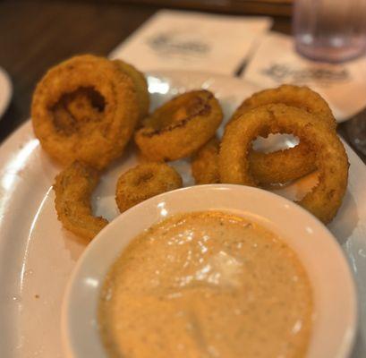 Onion rings with delicious dipping sauce!