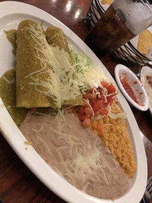 Enchiladas Verdes with Rice & Beans