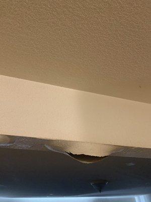 Water damage from bathroom into living room