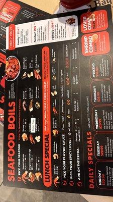 Menu options