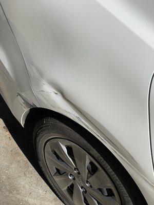 Rear wheel fender damage