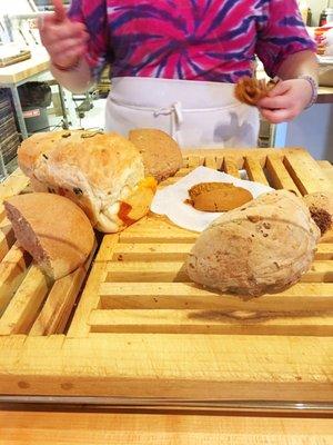 Got to pick a sample from their fresh out of the oven breads