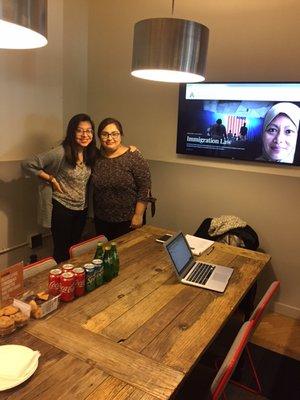 Our attorney, Abeer Amin, with our paralegal, Vanessa Tlachi, prepping for another great Lunch and Learn