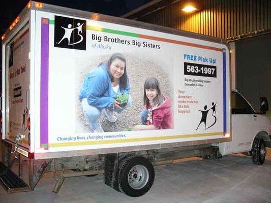 We have trucks that pick up donations all over Anchorage the the Mat-Su!  Call us at 907-563-1997 or visit donate.bbbsak.org to scheudle.