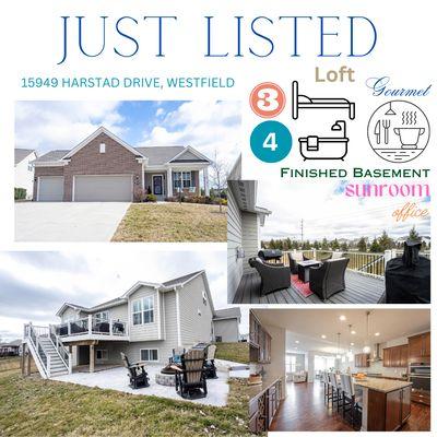 Currently listed in Westfield!  This gorgeous home is located in the Viking Meadows with indoor/outdoor bball couts, pool, tennis court, etc