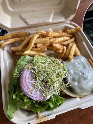 California burger with fries