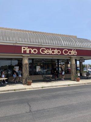 Store front of pink gelato café