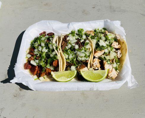 Street Tacos (Pastor, Asada, Chicken).