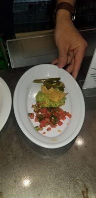 Guacamole, pico de gallo and jalapenos for the botana platter.