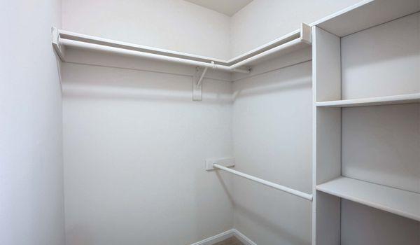 A walk-in closet provides extra storage space