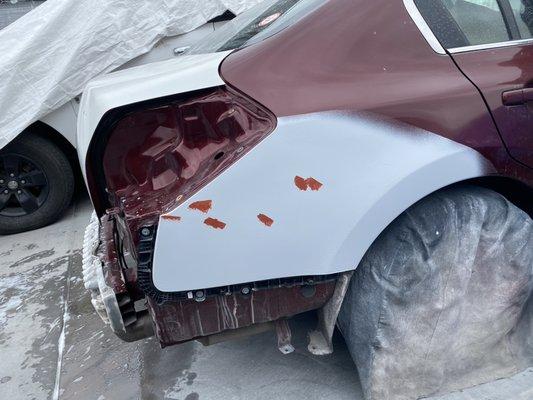 Set and pulled the trunk, repaired right quarter panel to perfection