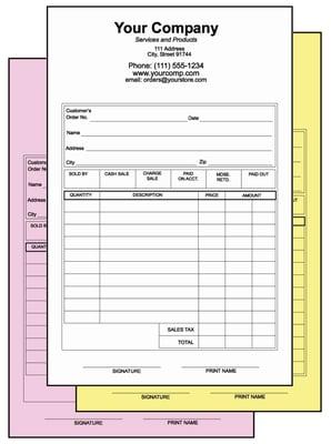 Various carbonless forms available