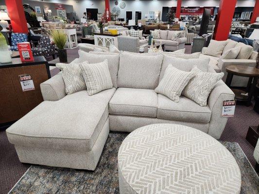 Smaller size sectionals. I think this was $1050 if you zoom in on price tag. Again they Finance. Ask about interest free options.