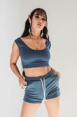 Demin Blue Sweat Short Tank Set