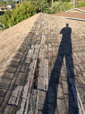 Old roof - look close you can see the shake shingles