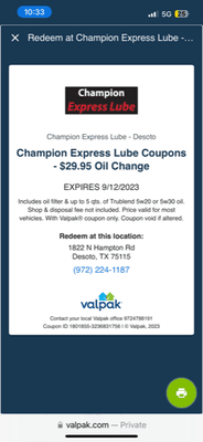 Champion Xpress Lube