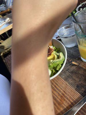 Salad! (Behind the arm)