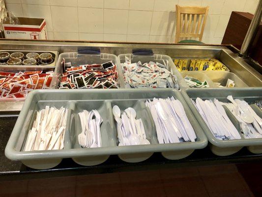 Condiments area for takeout