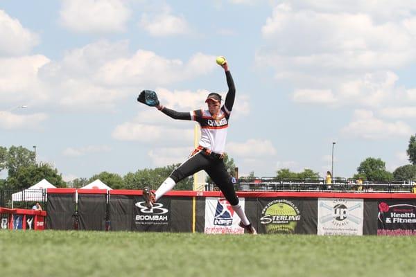 Monica Abbott pitches a perfect game against the Dallas Charge during the 2015 season