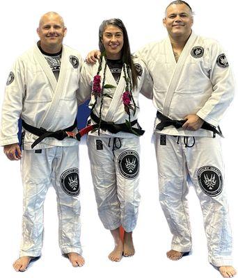 The day Coach Chelsea was promoted to her Black Belt by with Professors, Crosley Gracie and Ryan Murphy.