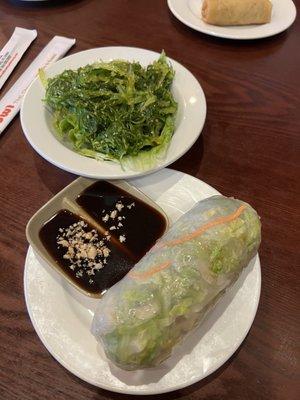 Vietnamese Shrimp Summer Roll and Seaweed Salad