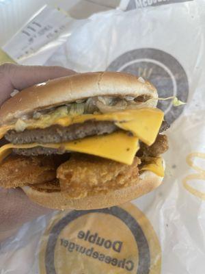 Chicken nugget double cheeseburger