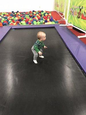 Foam pit and trampoline