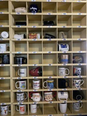 Wall of mugs