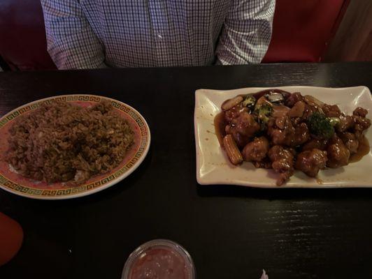 General Tsao chicken with fried rice