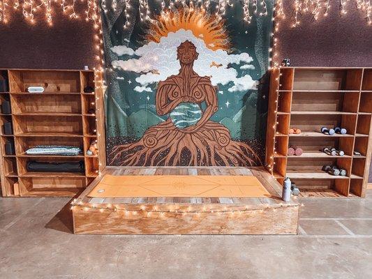 Preview of our yoga space in the gym at Rooted Life Montessori