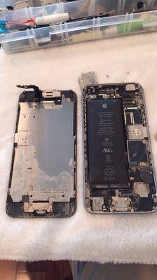 Water damaged iPhone 6; water cleaning procedure is FREE if the device isn't back to working condition. Call for a quote!