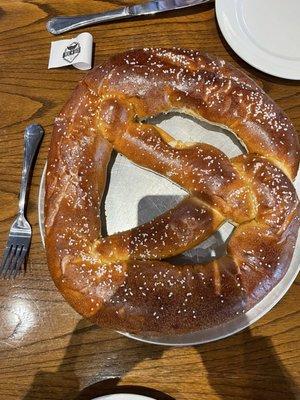 Ginormous Brewhaus Pretzel.  Fork for scale. Thing was massive