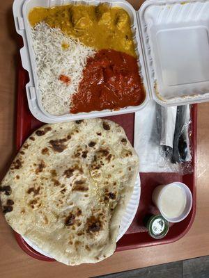 Combo #7 (Chicken Tikka Masala, Chicken Makhani, Naan, Raita)