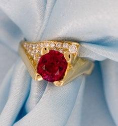 Red Spinel Diamond Ring