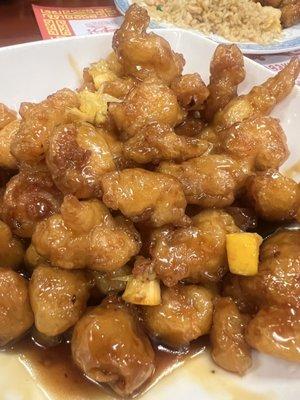 Orange chicken. Crispy & saucey