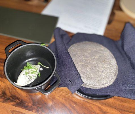 Welcome blue corn tortillas and butter