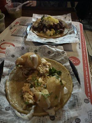 Al pastor taco and shrimp taco