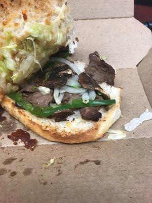 Steak grinder (with lettuce, green peppers, mushrooms & cheese). Delicious!