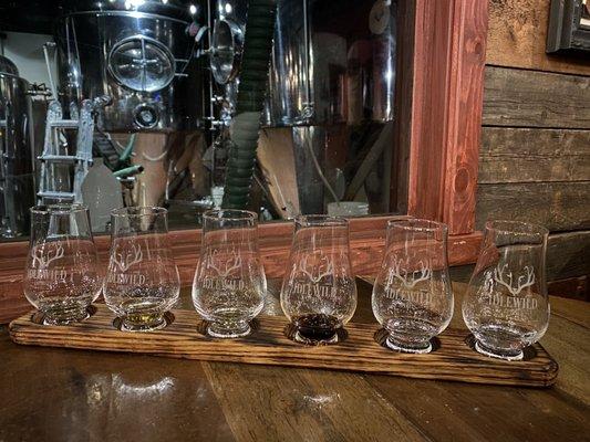 Distillery flight of tasters