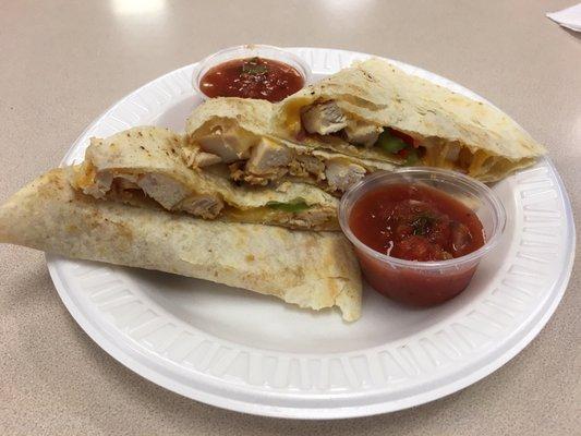 Grilled chicken quesadilla by Chef Juan. This ones off the hook!