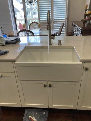 A farm sink installation for a happy customer in Orinda!