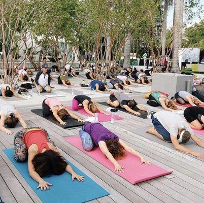 Outdoor yoga class at The Sacred Space Miami