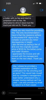 Asking for the explanation for two drivers the equipment. Left on read 11/4. Dispatch refused to provide information over the phone as well.