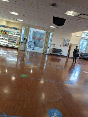 Looking outwards to the lobby, shelter in place