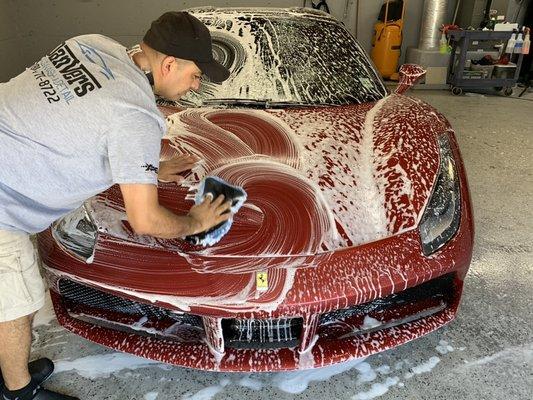 Ceramic Pro prep wash on a 2019 Ferrari 488 Spider