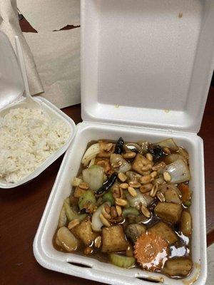 Kung Pao Tofu with white rice