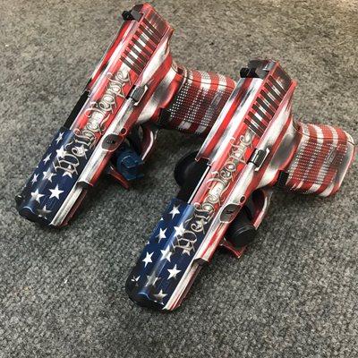 Wright Armory - We The People American Flag Cerakote on a pair of Glocks